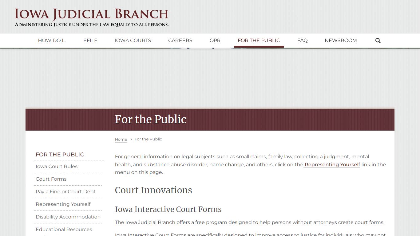 For the Public | Iowa Judicial Branch